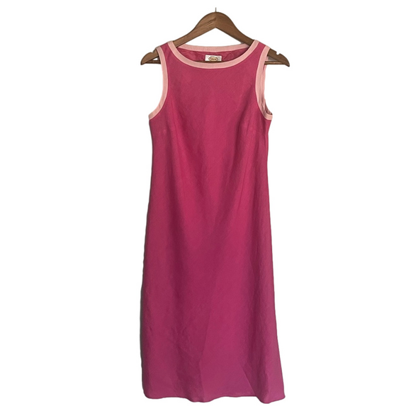 Vintage Talbots Irish Linen Sleeveless Sheath Midi Dress Pink Size 8 - Picture 7 of 16